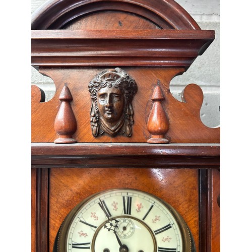 382 - Stunning Antique Twin Weight Wall Clock , Possibly German , 48