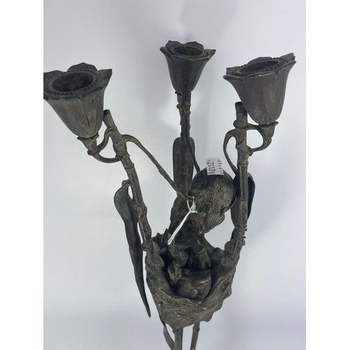 479 - Superb Bronze Candlabra , Circa 1870-90 ,Aesthetic Period. Standing 20”.