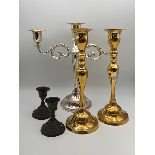 537 - Collection Of Candle Holders, Tallest Being 10