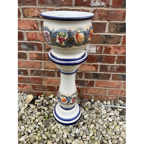 538 - Ceramic Plant Stand With Matching Pot Plus Another Standing 27.5