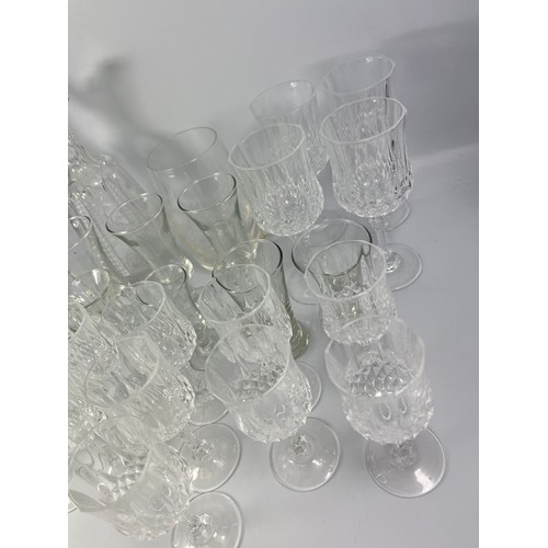 201 - Tray Of Crystal Items Including Jug, Sherry Glasses Etc.