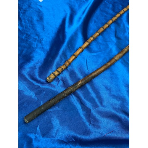 327 - Antique Silver Topped Cane , And Brass Topped Cane.