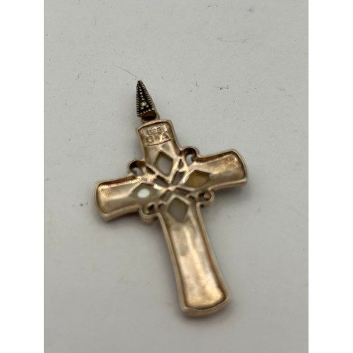 438 - Lovely Silver Marcasite Decorated Crucifix 2