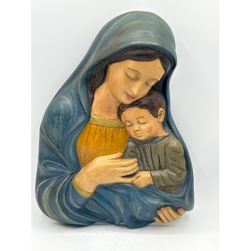 35 - Chalk Wall Hanging Religious Piece, Mary And Jesus 12