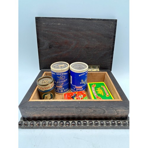 60 - Vintage Cigarette Box With Small Collection of Vintage Match Boxes.