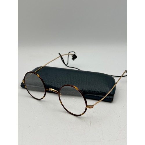 61 - Vintage Yellow Metal And Tortoise Shell Spectacles.