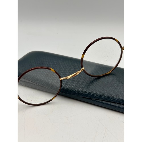 61 - Vintage Yellow Metal And Tortoise Shell Spectacles.