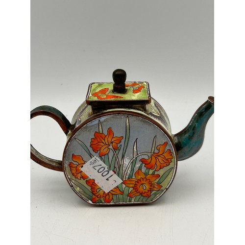 67 - Charming Ltd Edition Kelvin Chen Miniature Enamel Teapot, No 234 , 1999, Standing 3