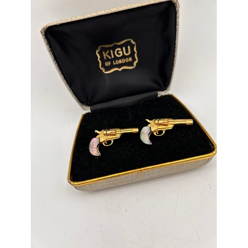 76 - Vintage Pair Of Kigu Pistol Cufflinks.