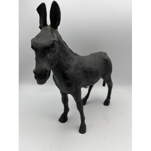 39 - Cast Iron? Signed To Base Horse Standing 9.5”