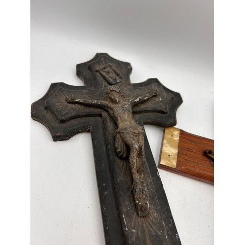 84 - Pair Of Vintage French Crucifix,Longest 12