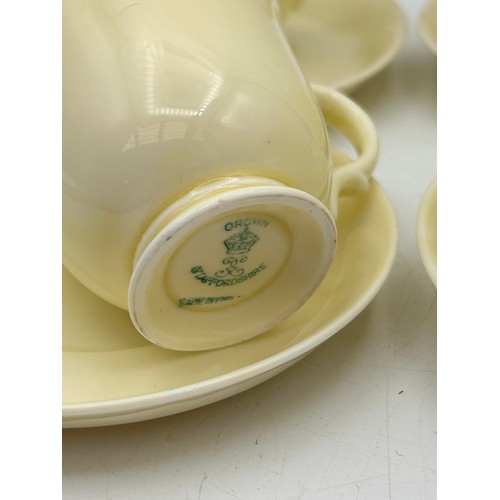 86 - Set Of Four Crown Staffordshire Uranium Coated Coffee Cups And Saucers.