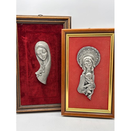 90 - Pair Of Retro French Religious Reliefs, Largest 13
