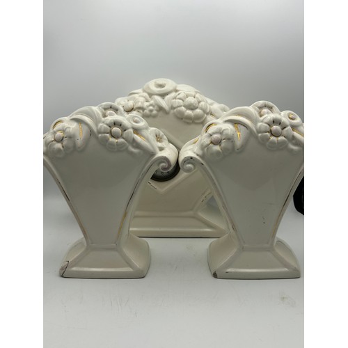 139 - Ceramic Deco Style Garniture , Largest Piece 13