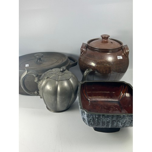 171 - Collection Of Stoneware And Cast Iron Cooking Pot.