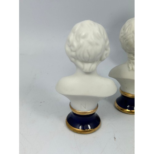 131 - Set Of Ceramic Busts, Some Signed To Back, Largest Standing 5”.
