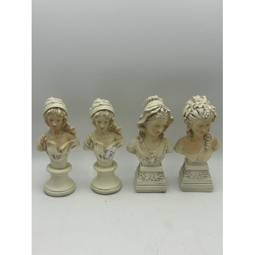 134 - Set Of Four Pretty Lady Busts Standing 6.5”.