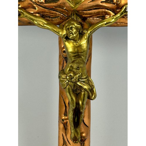 135 - Lovely Copper And Brass Standing Crucifix 12” x 7”.