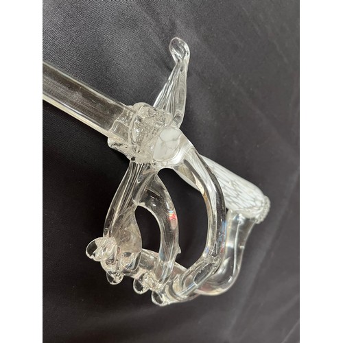 127 - Fabulous Clear Crystal Murano Glass Sword 25” Long.