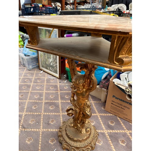 21 - Gilt Effect Corner Console Table With Marble Effect Top 33