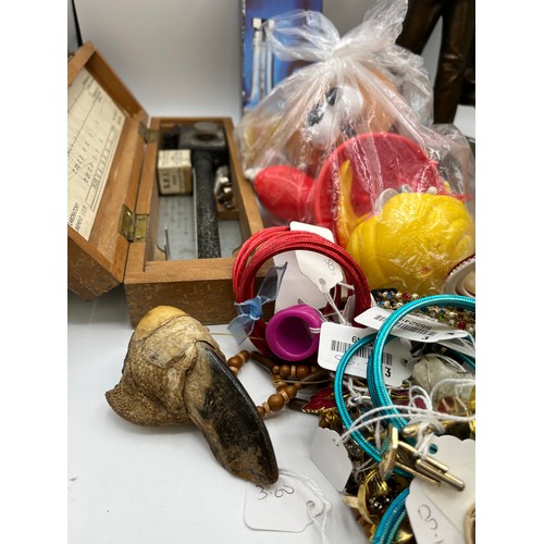 594 - Mixed Lot To Include Costume Jewellery, Toys Figures, Taxidermy Etc