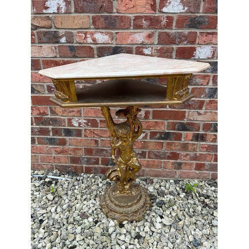 21 - Gilt Effect Corner Console Table With Marble Effect Top 33