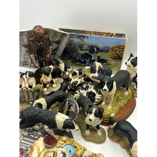 23 - Tray Of Figures ,Mostly Of Border Collie Dogs.