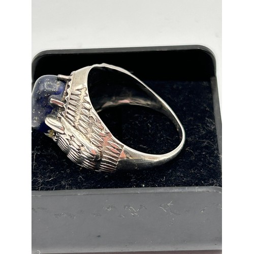 131 - Large Silver Ring With Black Stone, Size W