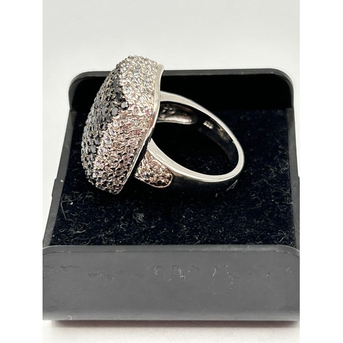 137 - Large Silver Ring With Marcasite Size M