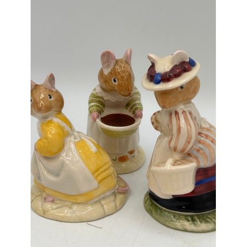 447 - Royal Doulton , Lady Woodmouse ,Catkin And Mrs Toadflax Figures , Tallest 4