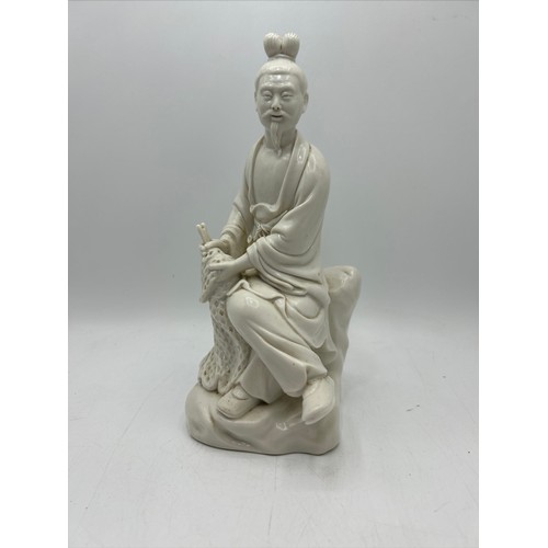 203 - Chinese Republic Period Blanc De Chine Figure Of Fisherman.Standing 9.5