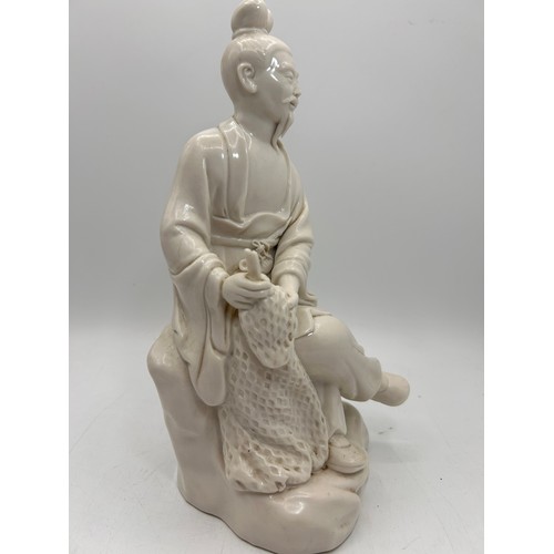 203 - Chinese Republic Period Blanc De Chine Figure Of Fisherman.Standing 9.5