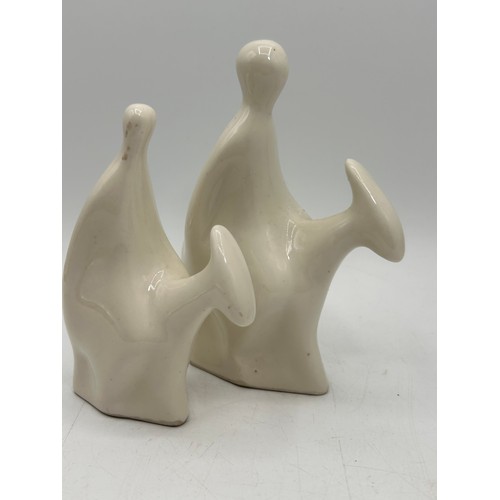 211 - Interesting Pair Of White Ceramic Figures On Horseback , Tallest Standing 6