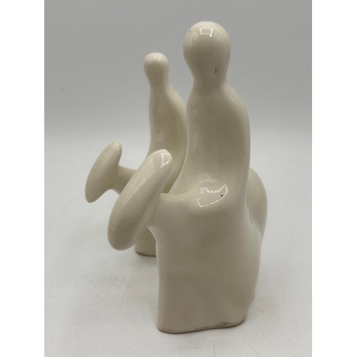 211 - Interesting Pair Of White Ceramic Figures On Horseback , Tallest Standing 6