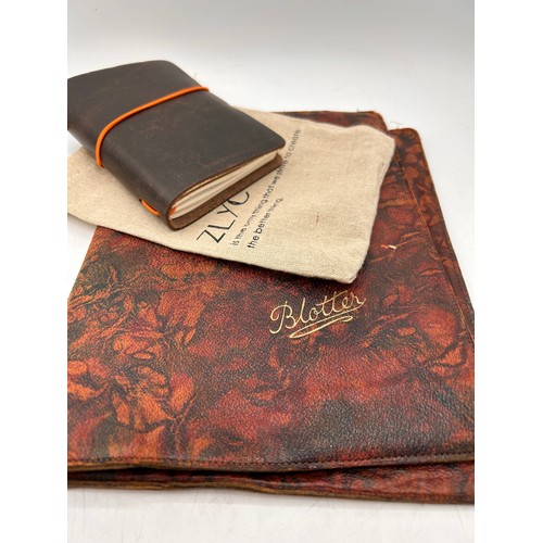 213 - Vintage Leather Folio Case Along With Modern Leather Notepad.