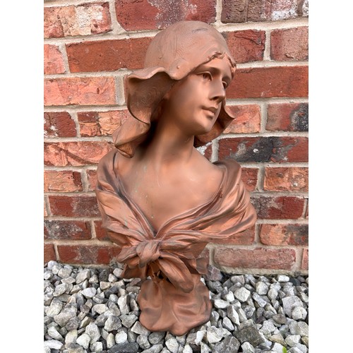 239 - Fabulous Terracotta Coloured Bust Signed Alphonse Henri Nelson , Standing Almost 2ft.