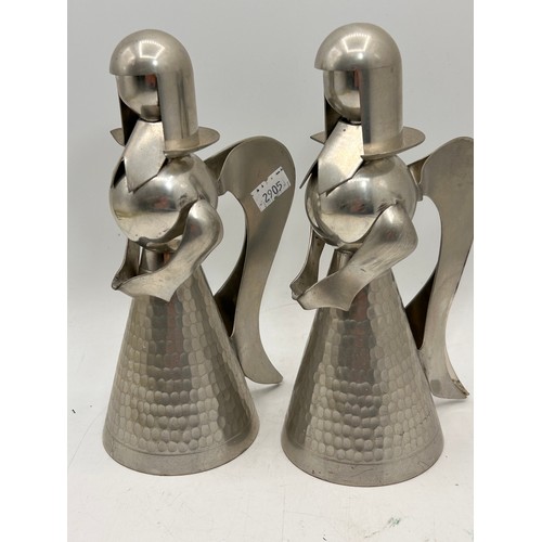 237 - Pair Of Pewter Hand Made Angel Figures , Standing 8