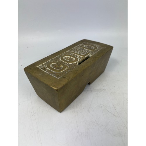 161 - Brass Novelty Gold Money Box 5