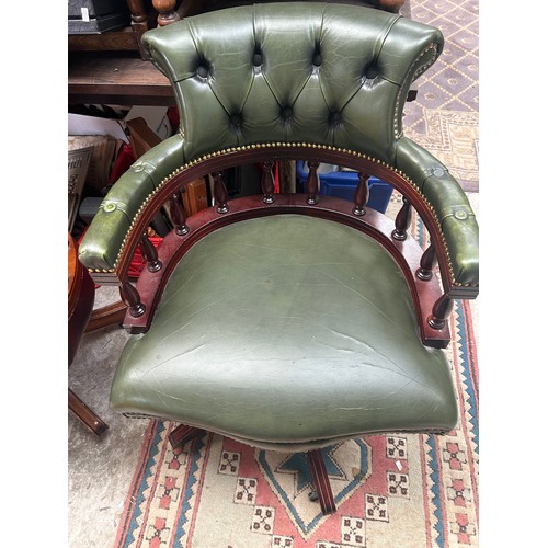 6 - Green Chesterfield Captains Chair