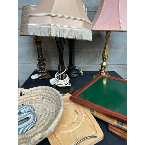 194 - Large Box Of Various Lamps Plus Other Items.