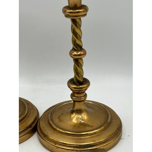 560 - Attractive Pair of Brass Candle Stick Standing 8