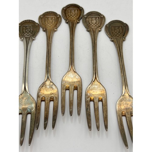 100 - Set Of 5 Silver ?? Forks , Check Mark In Pictures.