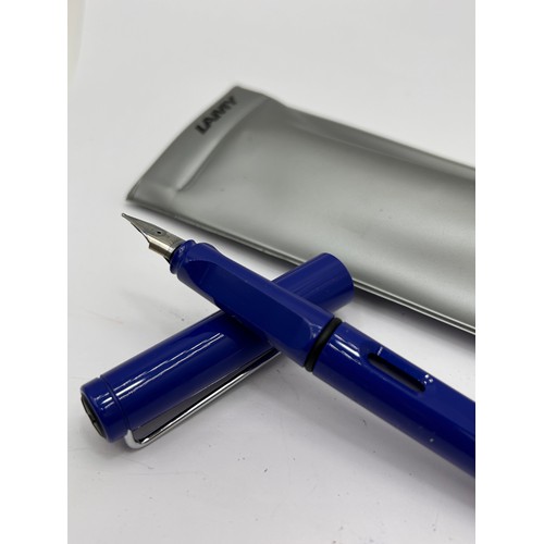 123 - Lamy Fountain Pen In Blue , With Case.