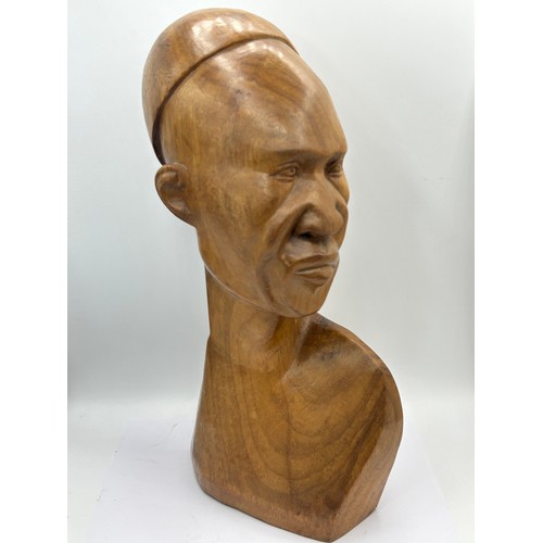 47 - Carved Male Bust Standing 16”