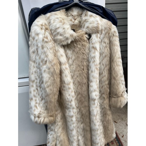 16 - Ladies Midi Length Faux Fur Coat Size Medium