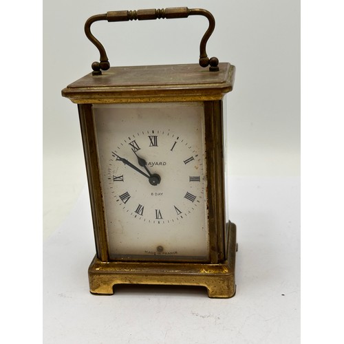 136 - Bayard Brass Carriage 8 Day Manual Wind Clock Standing 6