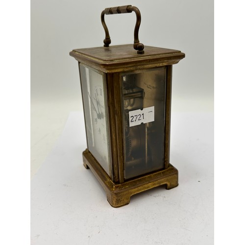 136 - Bayard Brass Carriage 8 Day Manual Wind Clock Standing 6