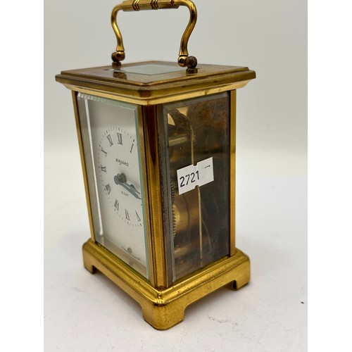 137 - Bayard Brass Carriage 8 Day Manual Wind Clock Standing 6