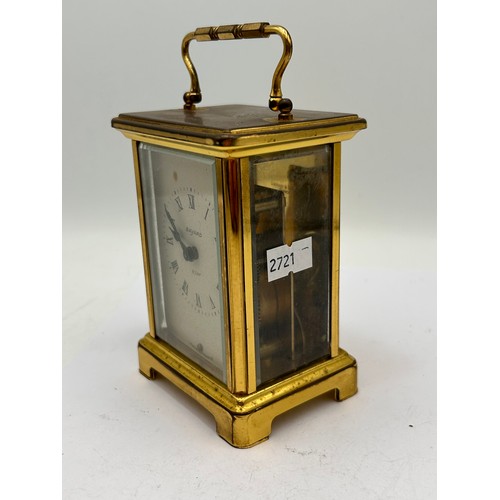 138 - Bayard Brass Carriage 8 Day Manual Wind Clock Standing 6