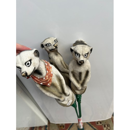 22 - Set of Four Meerkat Figures on Garden Spikes